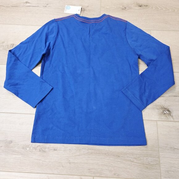 Boys Toddler Mini Boden Cars Trucks Tractors Blue Long Sleeve Shirt Sz 7/8 - Picture 4 of 4